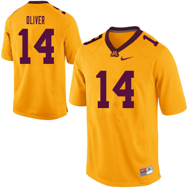 Men #14 Braelen Oliver Minnesota Golden Gophers College Football Jerseys Sale-Yellow - Click Image to Close